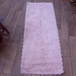 Vintage Rachel Ashwell Shabby Chic‎ rug pink cotton scalloped edge runner bath